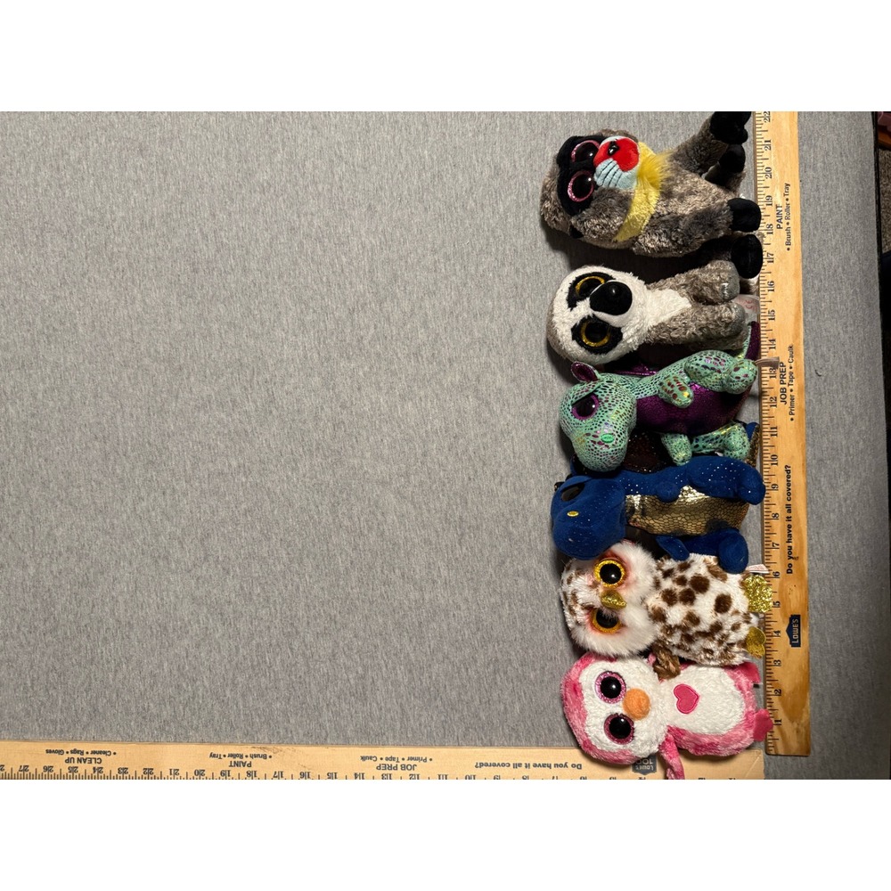 Ty Beanie Boos Plush Lot of 6 Assorted Animals Big Glitter Eyes 6 Inch